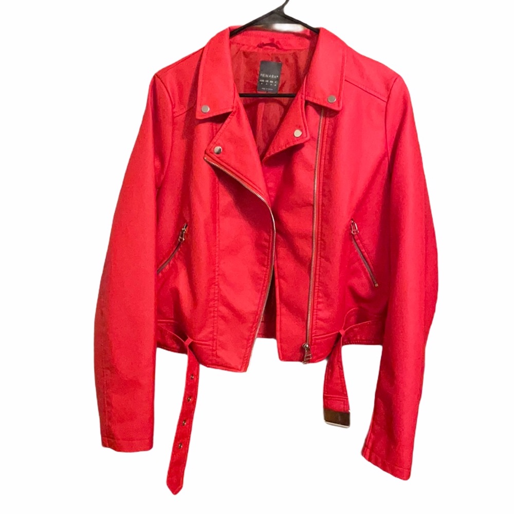 Never worn red Primark vegan leather jacket